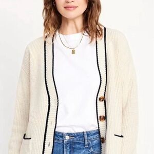 Old Navy Cream Cardigan with Black Trim
